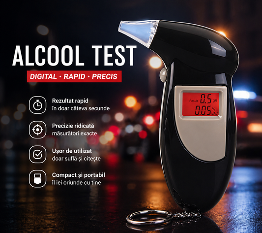 Alcool tester portabil cu afisaj digital si 4 capete interschimbabile