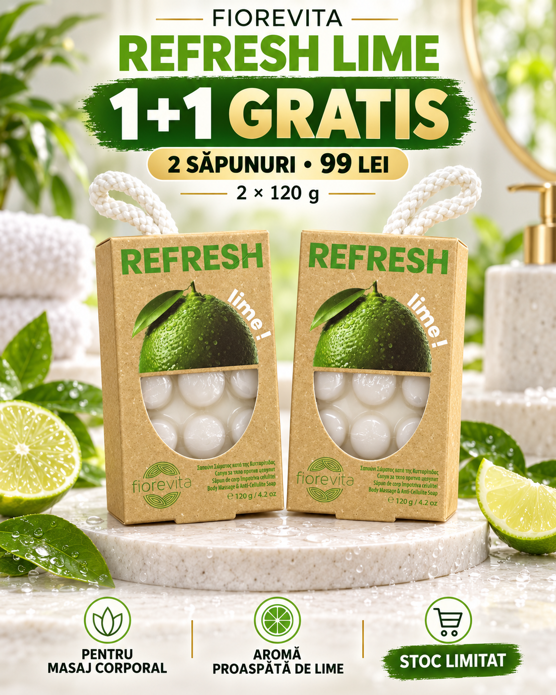 Săpun pentru celulită Refresh Lime – 1+1 GRATIS