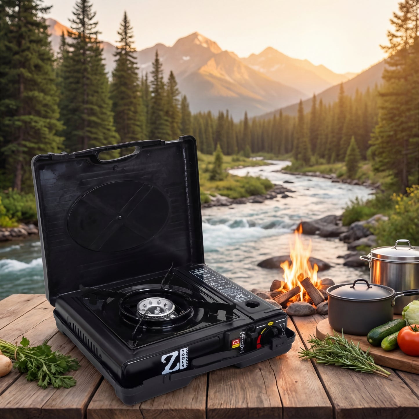 🍳 Aragaz Camping Portabil AD-2 ZTS5519 – Gătești Oriunde, Fără Complicații