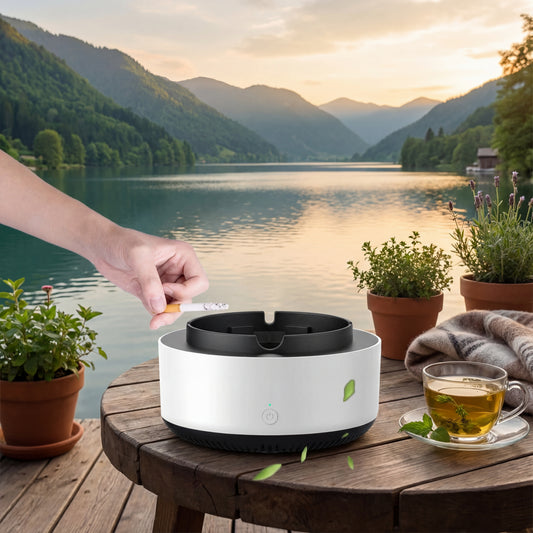 🚬 Scrumieră Electrică cu Purificator 2 în 1 – Fără Fum. Fără Miros.