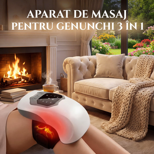 🦵 Aparat de Masaj pentru Genunchi 3 în 1 – Relaxare, Căldură & Recuperare