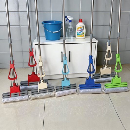 🧼 Mop cu Burete PVA cu Auto-Storsare – Curățenie Rapidă, Fără Efort