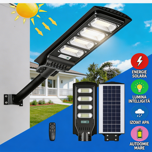 🌞 Lampă Stradală Solară LED – Iluminare Puternică, Fără Costuri
