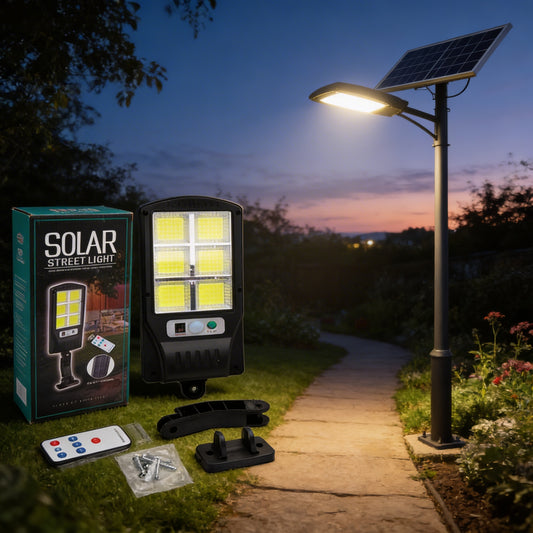 🌞 Lampă LED Solară Stradală – Iluminare Puternică & Inteligentă
