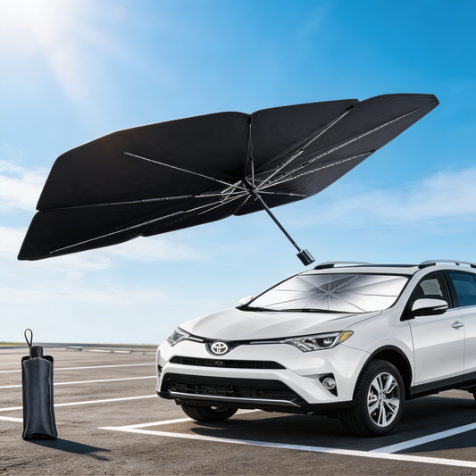🚗 Parasolar Auto Tip Umbrelă – Protecție Rapidă împotriva Căldurii