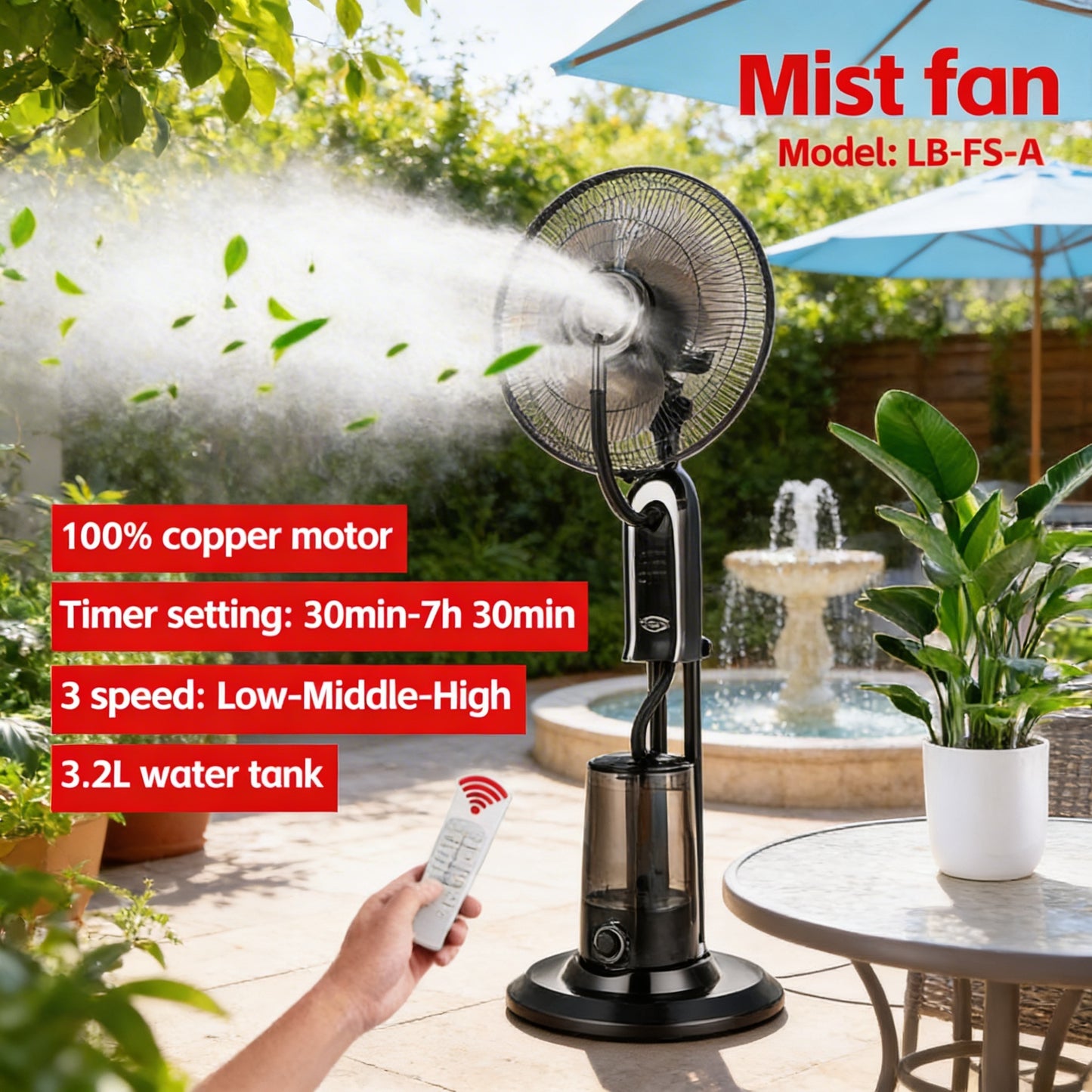 🌬️ Ventilator cu Umidificare (Mist Fan) – Răcoare Instant, Aer Proaspăt
