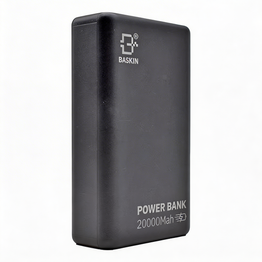 Baterie Portabila 20.000mAh BASKIN PB-003, 22.5W Fast Charge, Display LED, USB-A, USB-C, tip Lightning, Alb